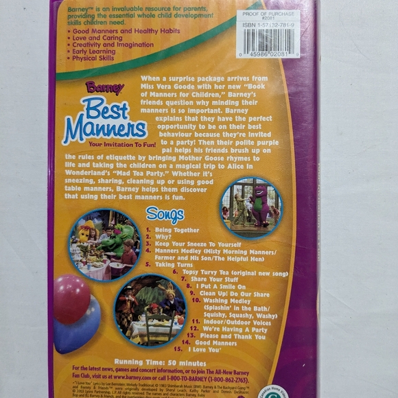 Barney VHS Lot Of 3 tested and works Best Manners, Barney Songs, Christmas - Picture 5 of 16